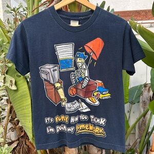 Vintage 2008 Most Funny Homework Graphic Tee Youth Small Navy